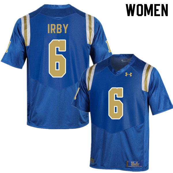 Women #6 Martell Irby UCLA Bruins College Football Jerseys Sale-Blue